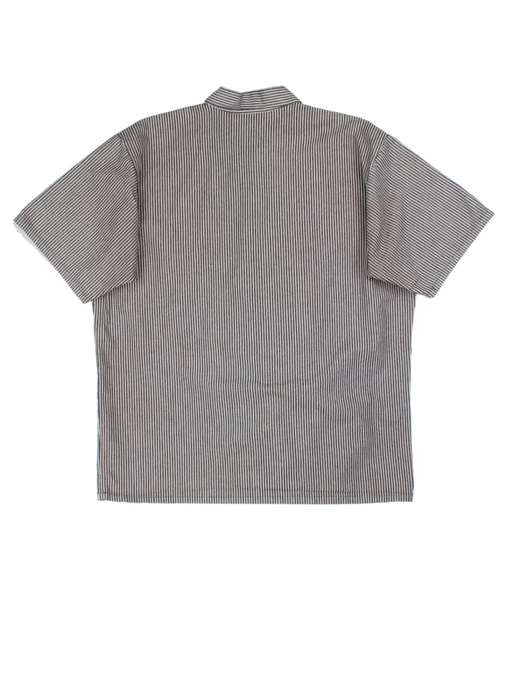 Ben Davis Black Striped Half-Zip Shirt (Size L)