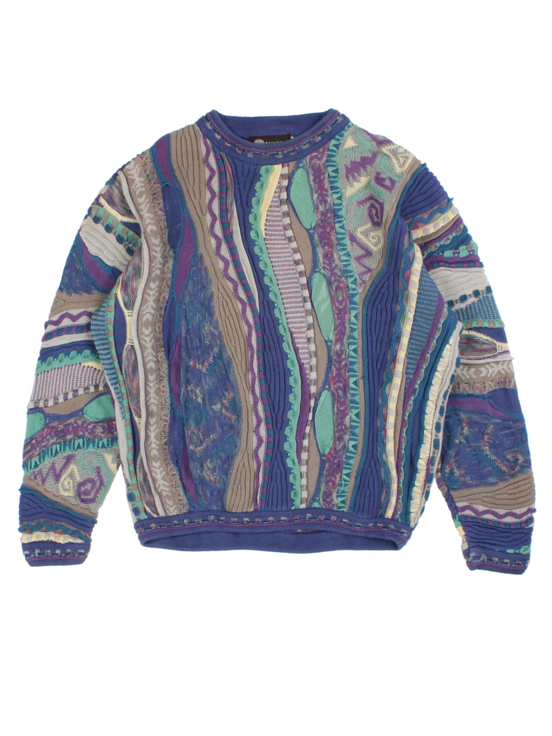 Tundra Blue Abstract Knit Jumper (Size XL)