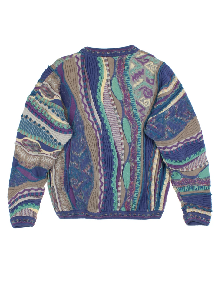 Tundra Blue Abstract Knit Jumper (Size XL)
