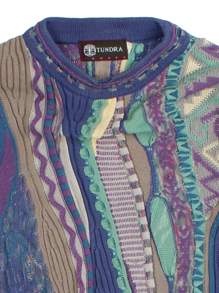 Tundra Blue Abstract Knit Jumper (Size XL)