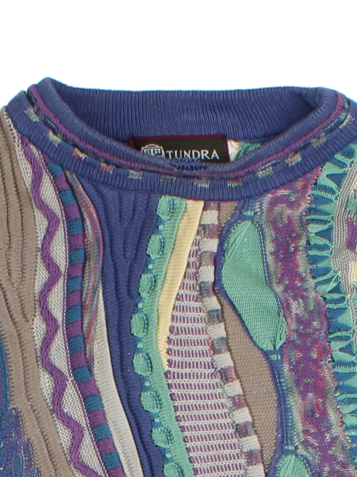 Tundra Blue Abstract Knit Jumper (Size XL)