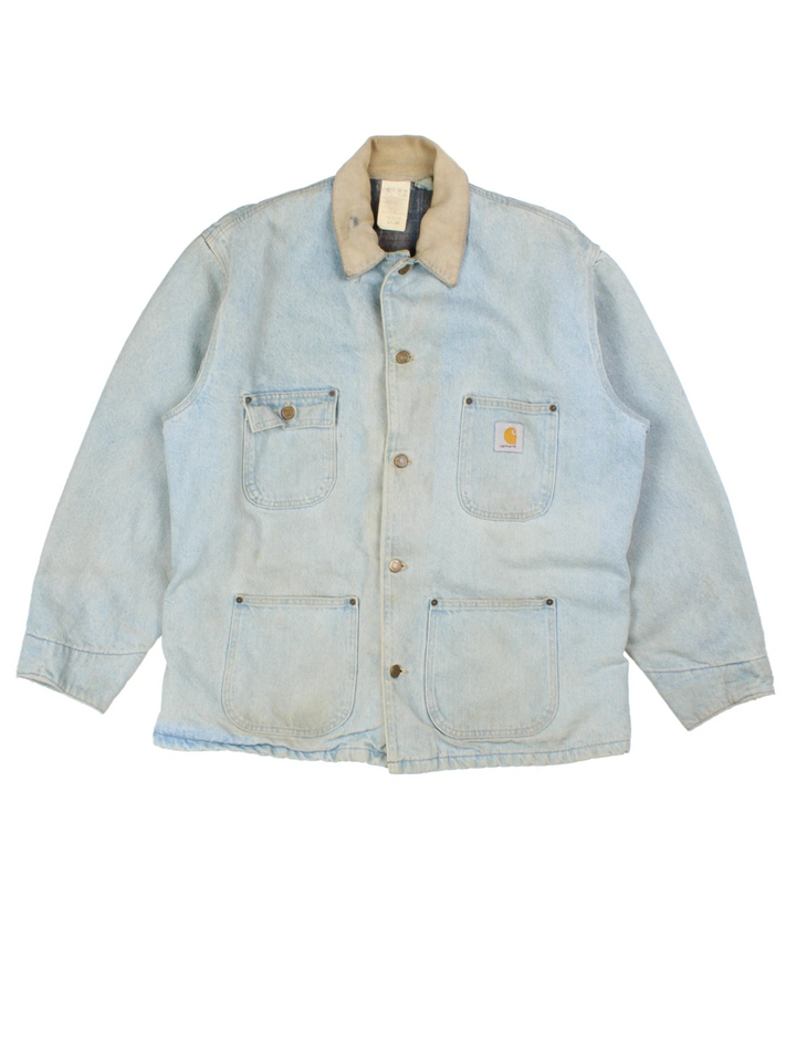 Carhartt Blue Blanket Lined Denim Chore Jacket (Size XL)