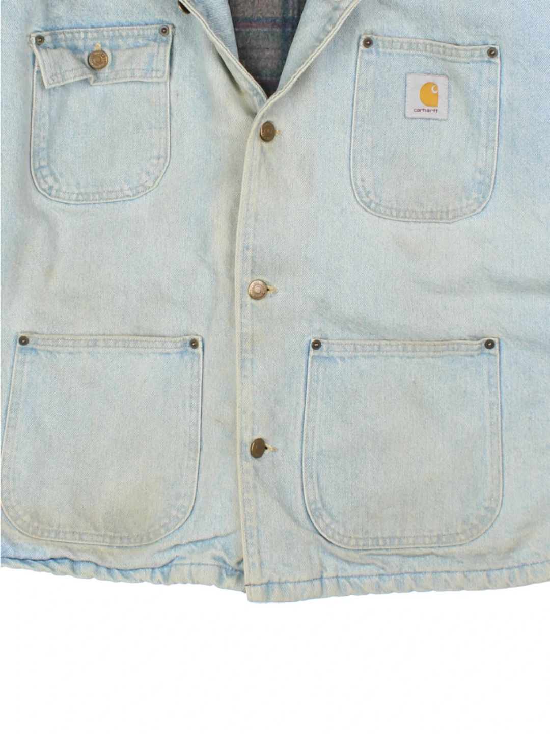 Carhartt Blue Blanket Lined Denim Chore Jacket (Size XL)