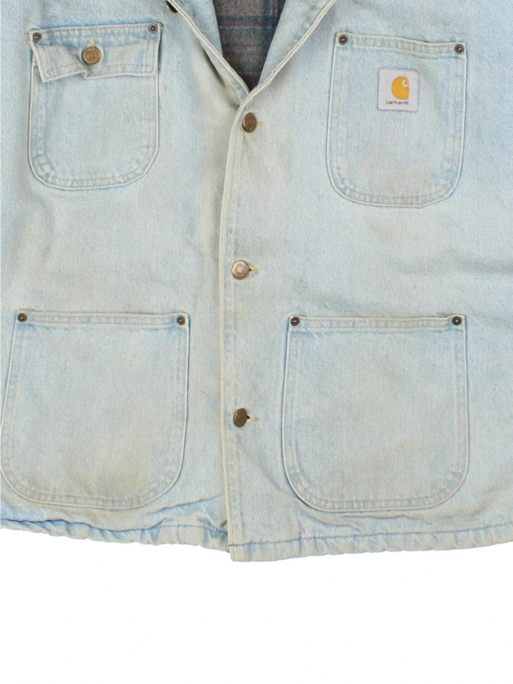 Carhartt Blue Blanket Lined Denim Chore Jacket (Size XL)
