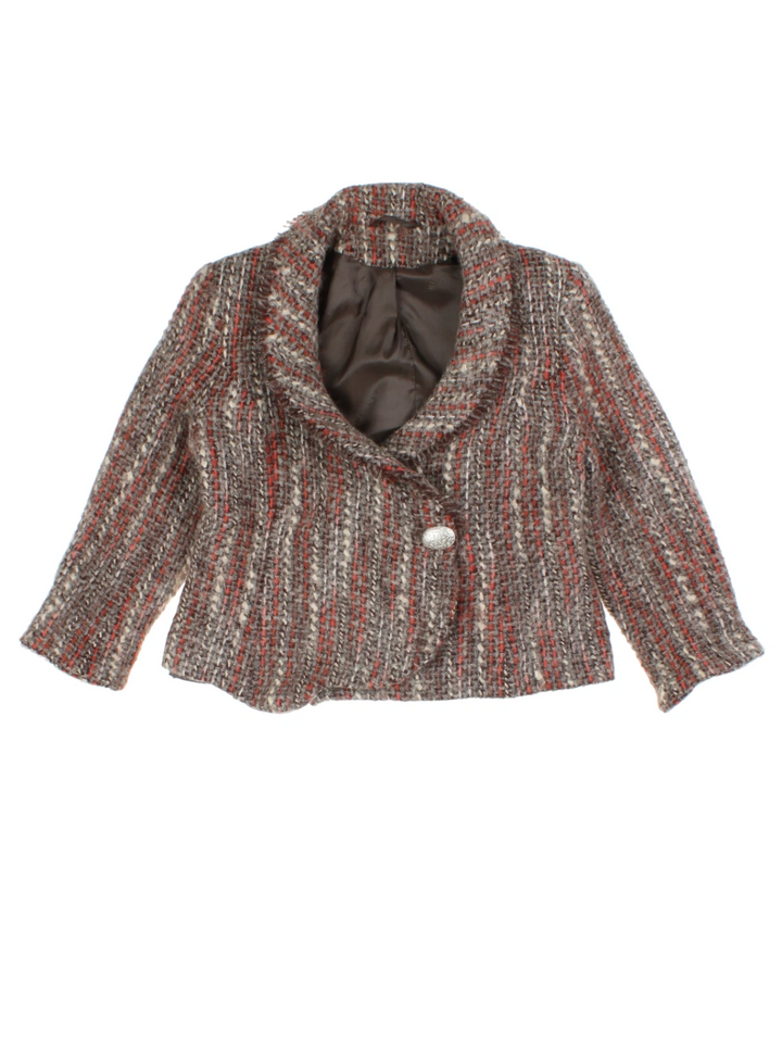 Y2K Brown Speckled Wool Blazer (Size M)