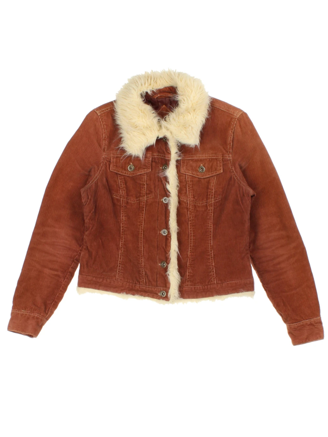 Y2K Brown Faux Fur Trucker Jacket (Size S)