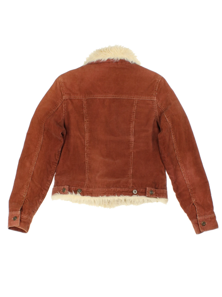 Y2K Brown Faux Fur Trucker Jacket (Size S)