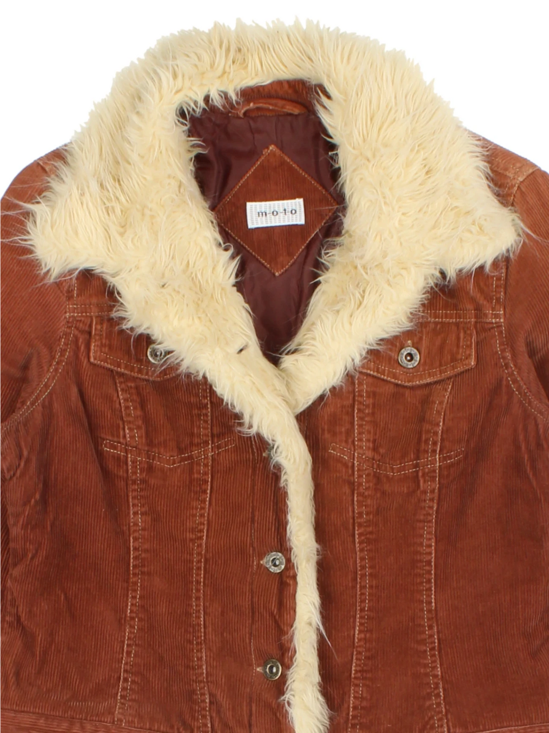 Y2K Brown Faux Fur Trucker Jacket (Size S)