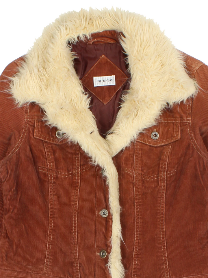 Y2K Brown Faux Fur Trucker Jacket (Size S)