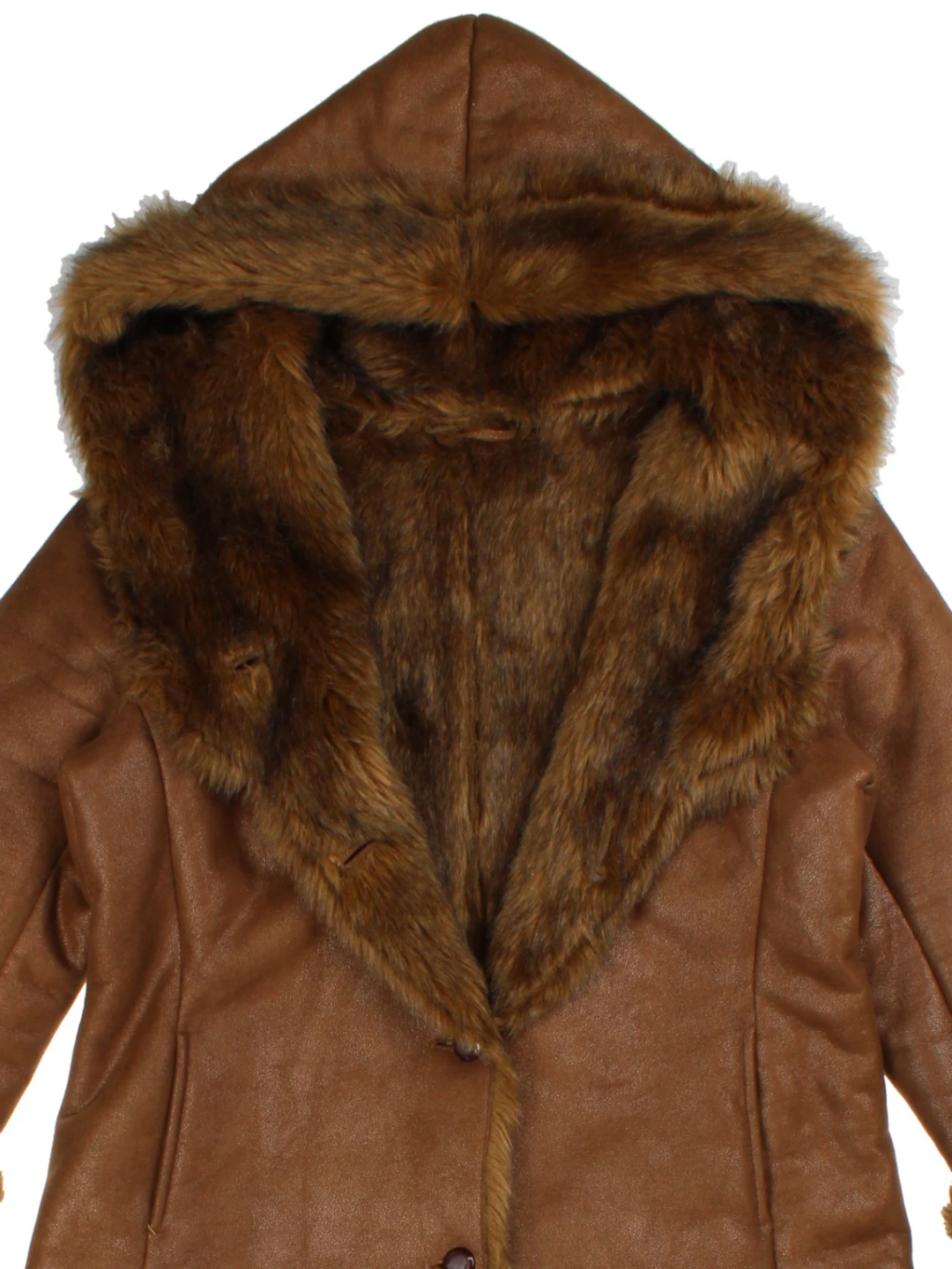 Vintage Brown Hooded Afghan Coat (Size L)