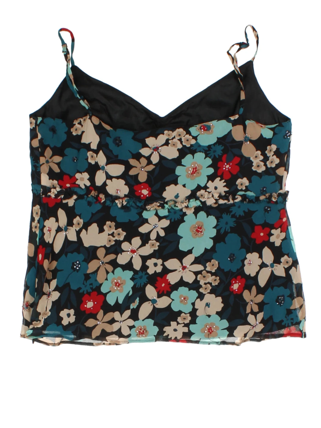 Laura Ashely Blue Floral Silk Top (Size S)