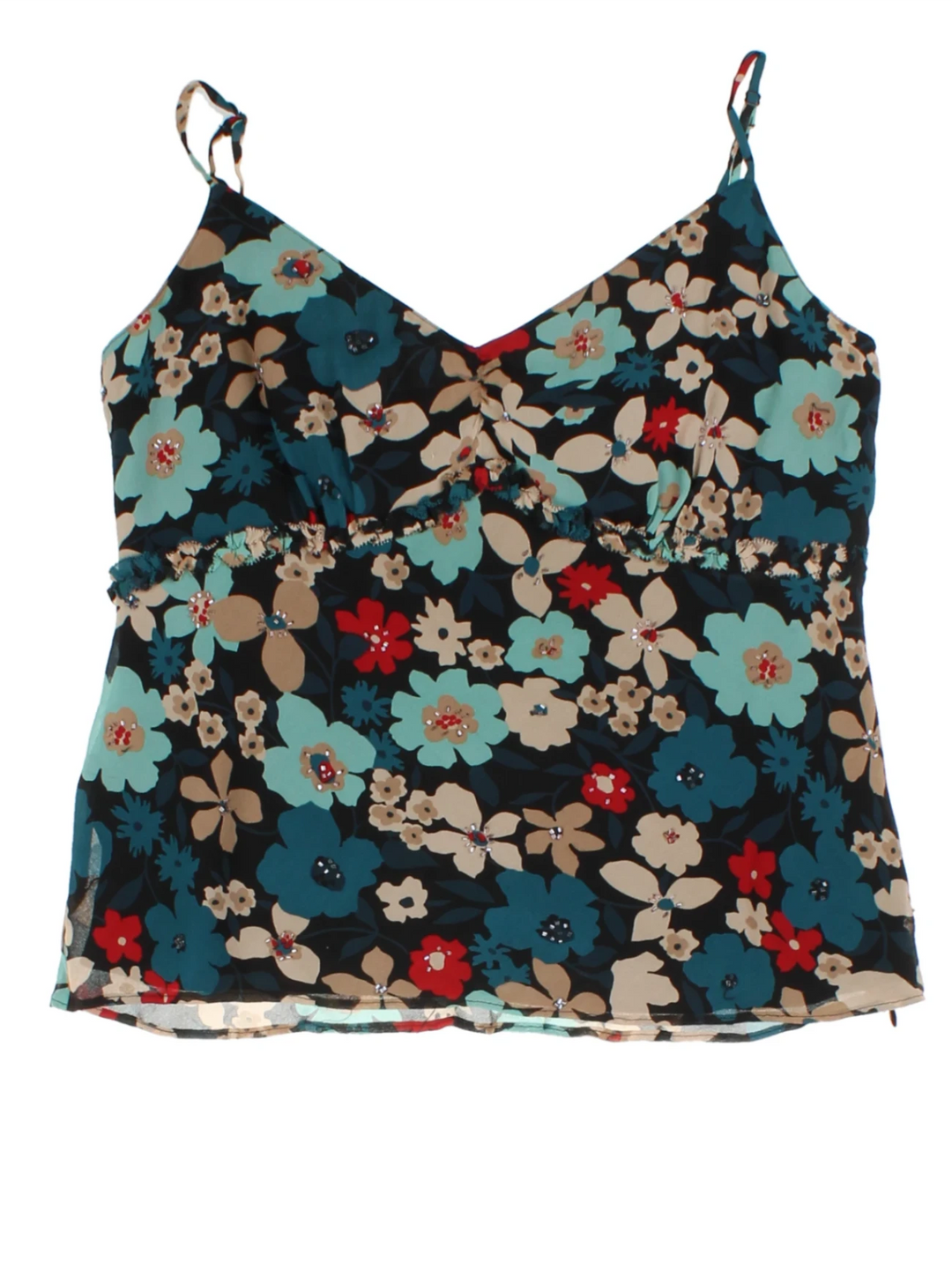 Laura Ashely Blue Floral Silk Top (Size S)