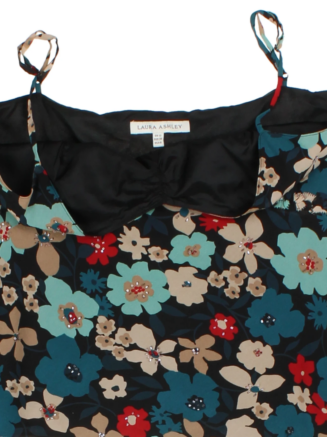 Laura Ashely Blue Floral Silk Top (Size S)