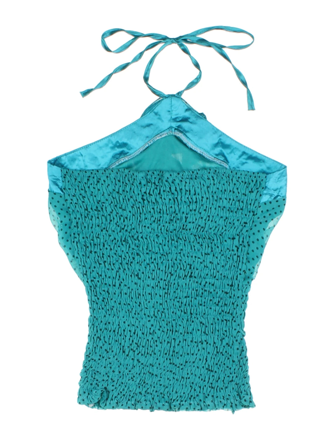 Y2K Teal Polka-dot Halter Top (Size S)