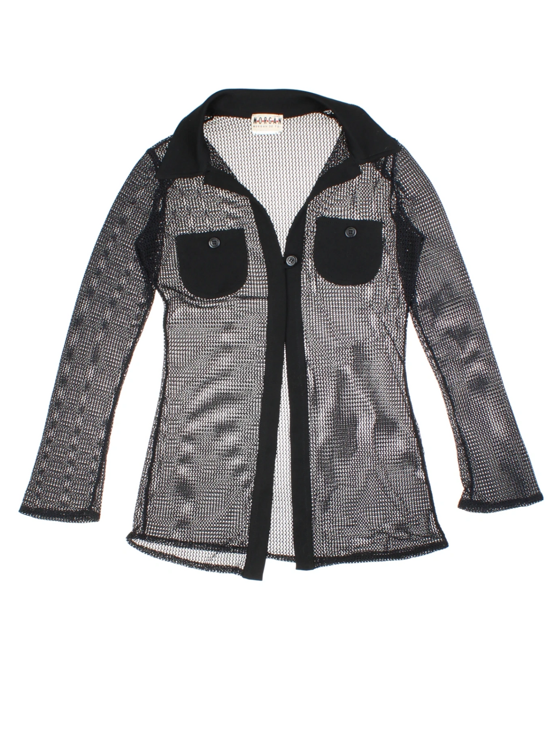 Y2K Morgan Black Mesh Shirt (Size M)