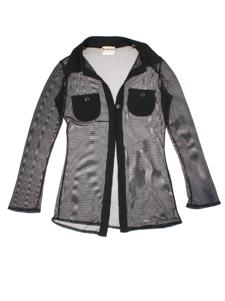 Y2K Morgan Black Mesh Shirt (Size M)
