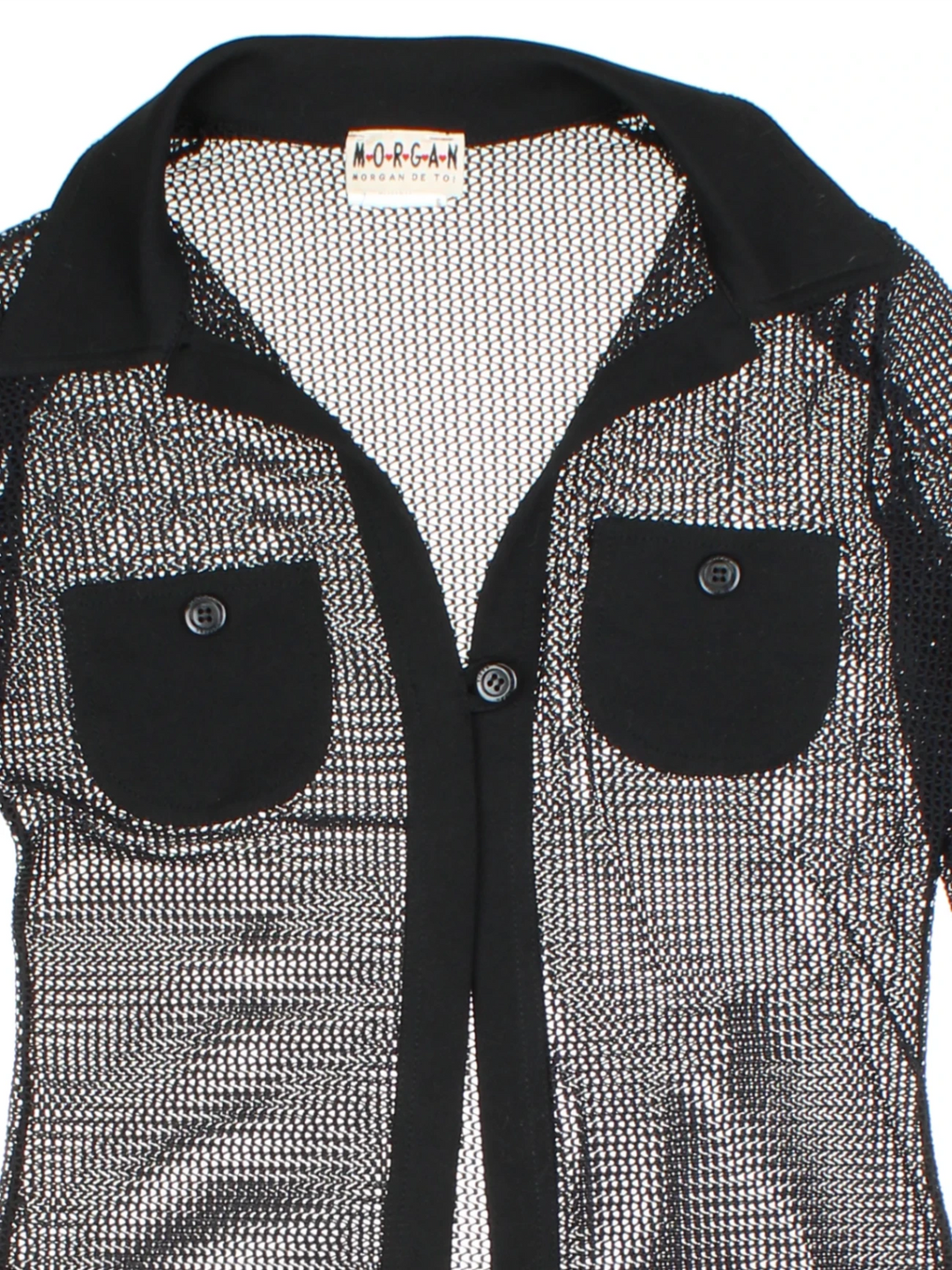 Y2K Morgan Black Mesh Shirt (Size M)