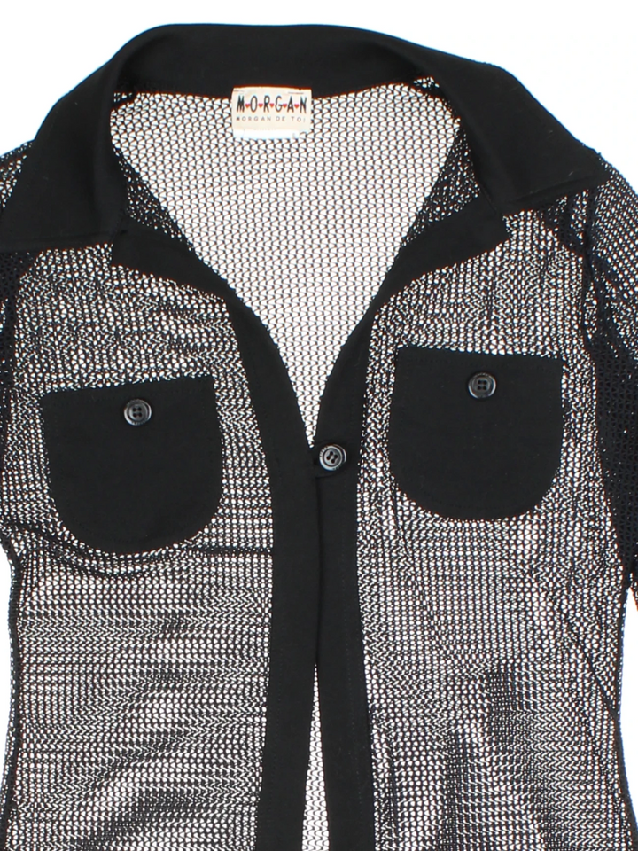 Y2K Morgan Black Mesh Shirt (Size M)