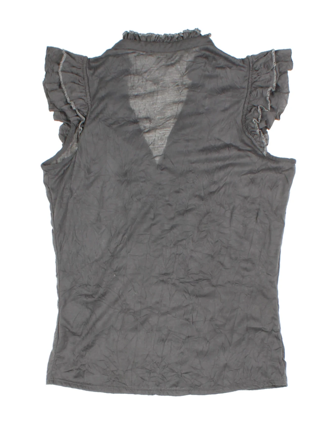 Y2K Grey Ruffle Button Front Top (Size M)