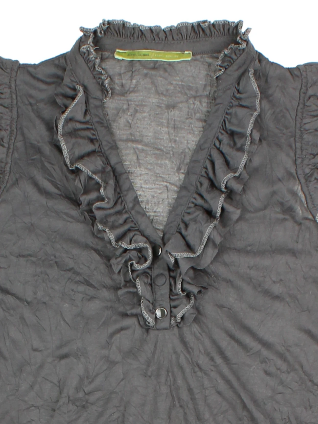 Y2K Grey Ruffle Button Front Top (Size M)