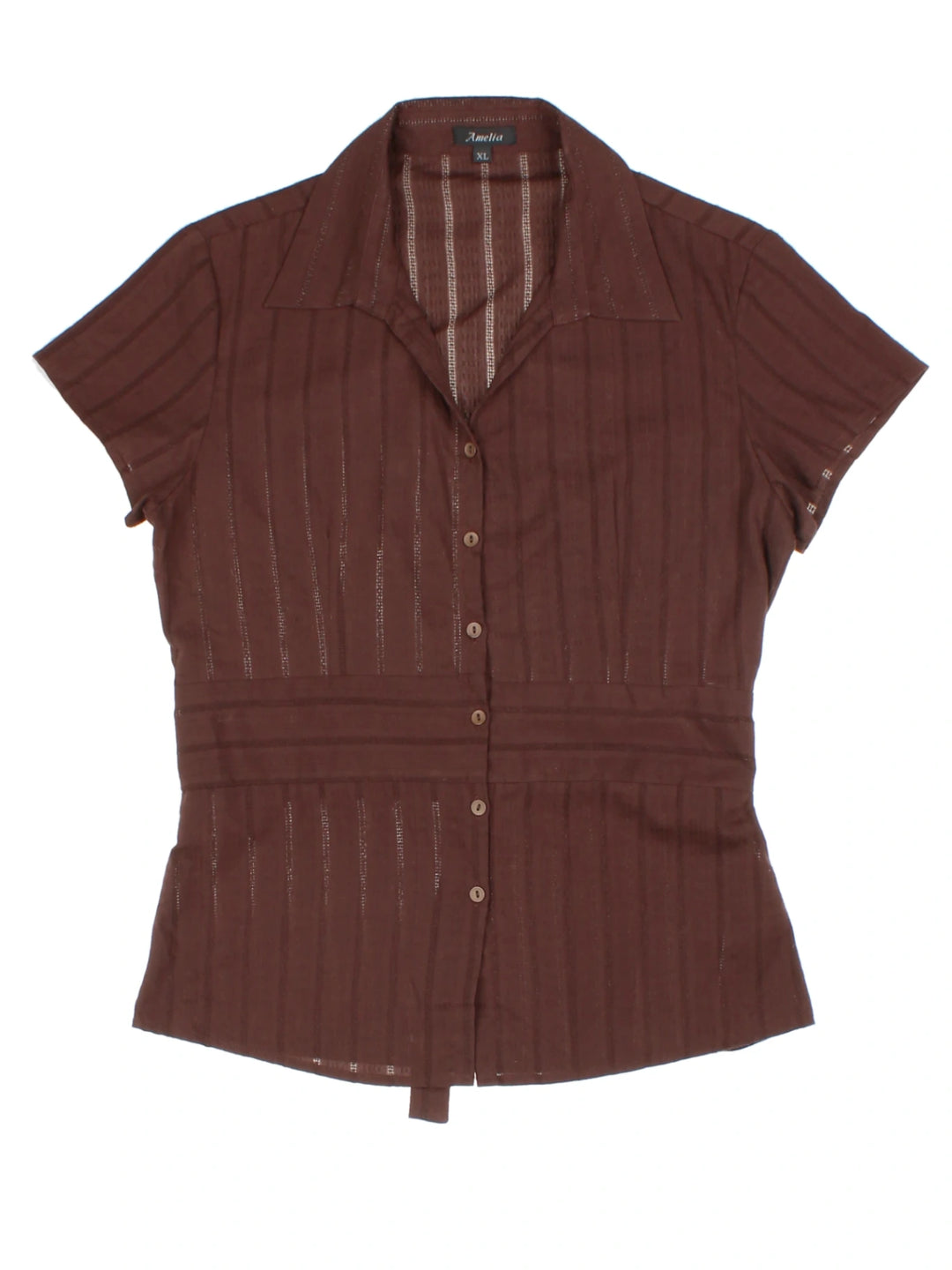 Y2K Brown Belted Shirt (Size M)