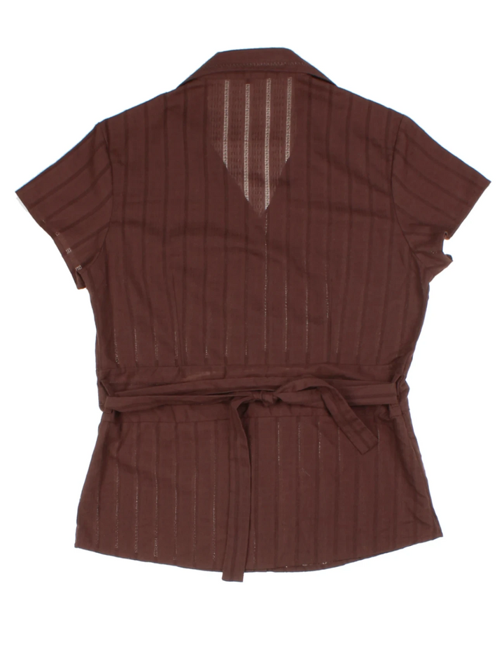 Y2K Brown Belted Shirt (Size M)