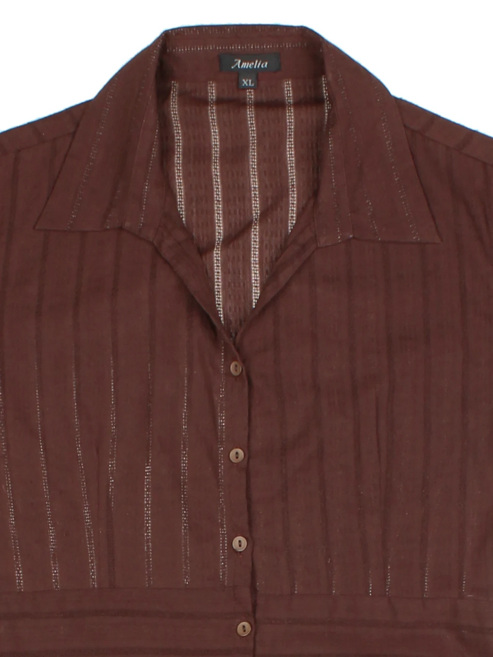 Y2K Brown Belted Shirt (Size M)