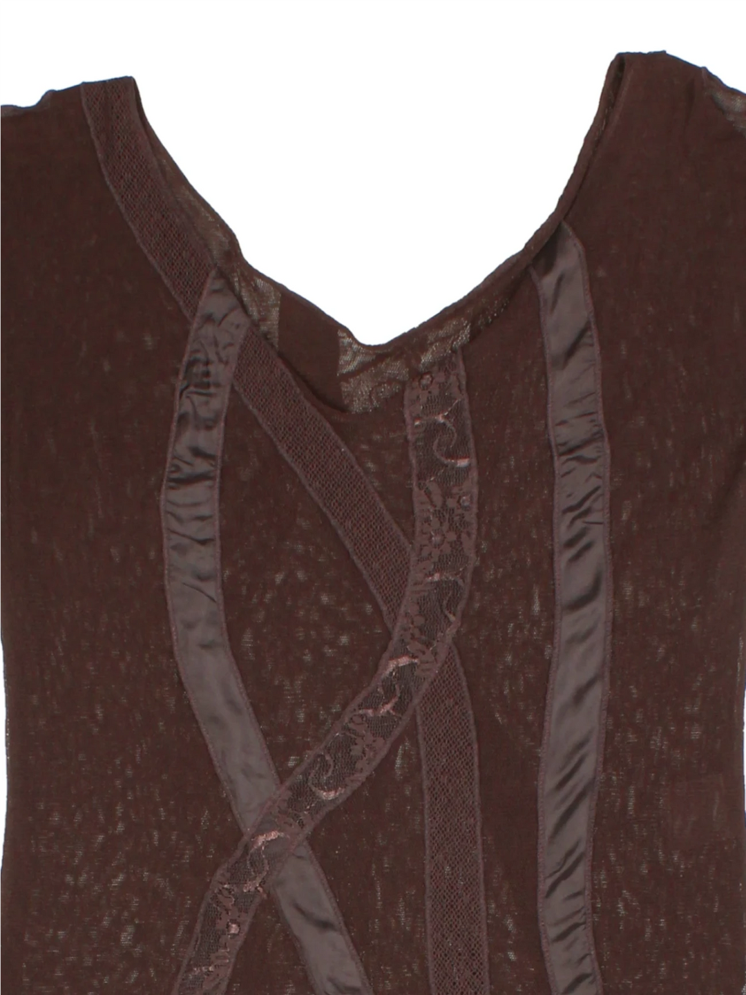 Y2K Brown Lace Layered Top (Size L)