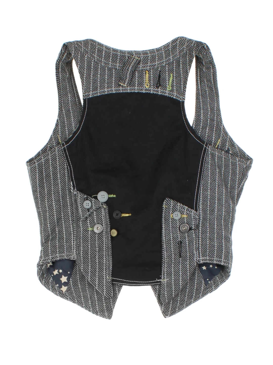 Y2K Grey Stripe Asymmetrical Waistcoat (Size S)