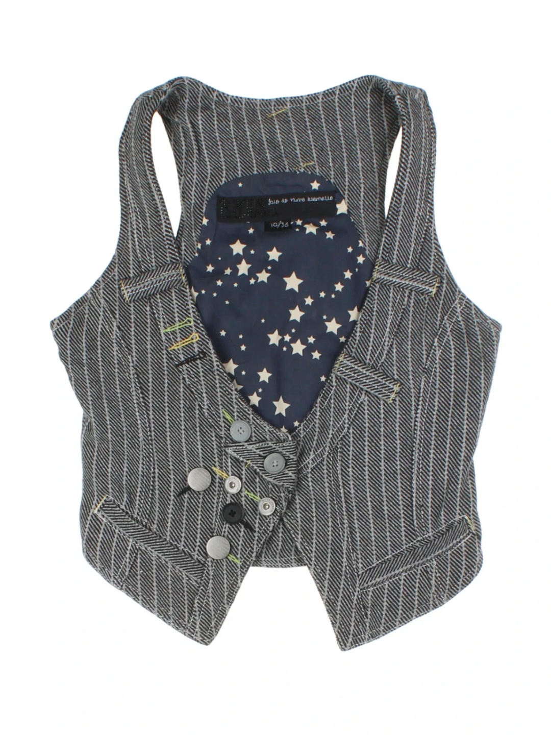 Y2K Grey Stripe Asymmetrical Waistcoat (Size S)