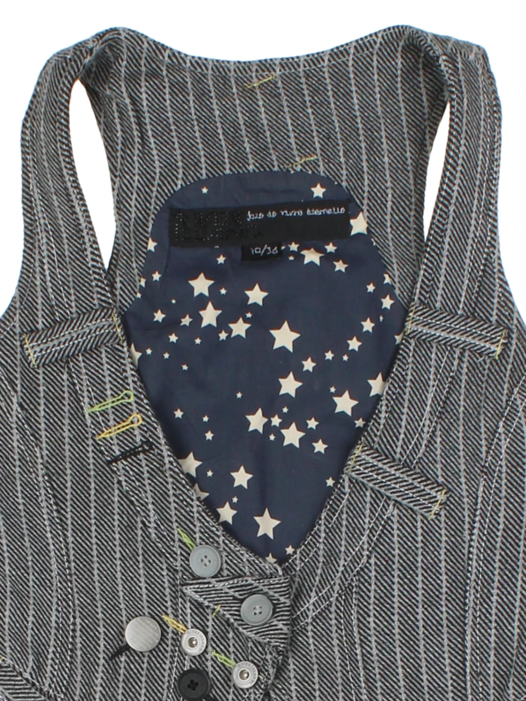Y2K Grey Stripe Asymmetrical Waistcoat (Size S)