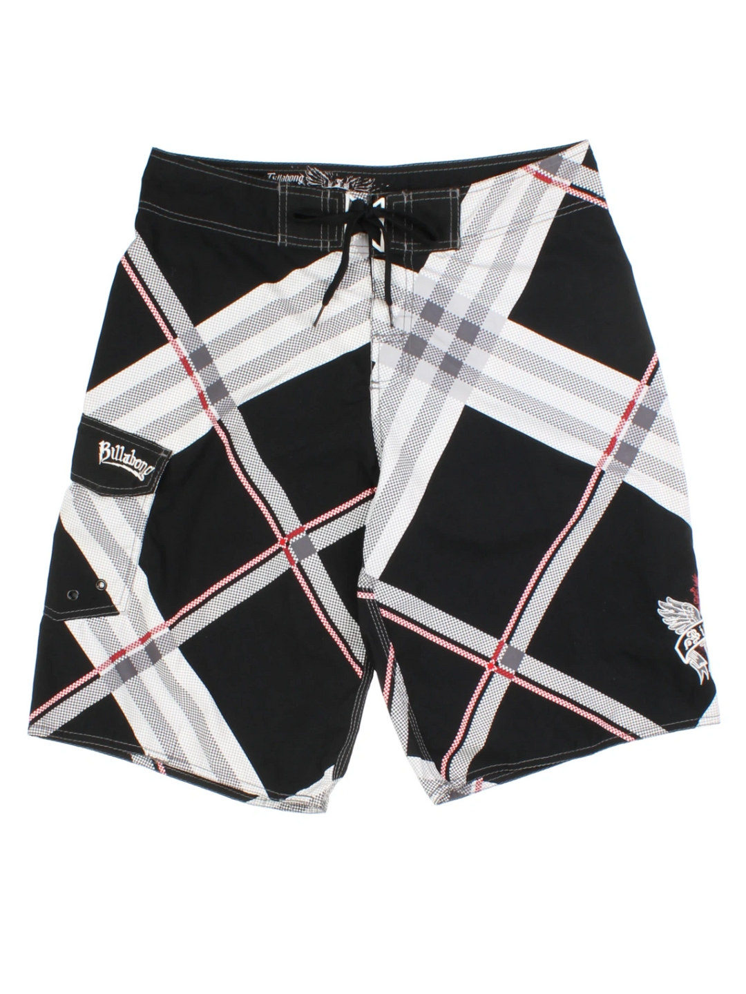 Billabong Black Plaid Board Shorts (Size M)