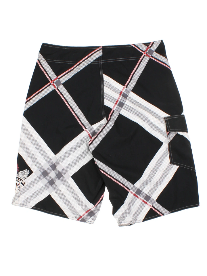 Billabong Black Plaid Board Shorts (Size M)