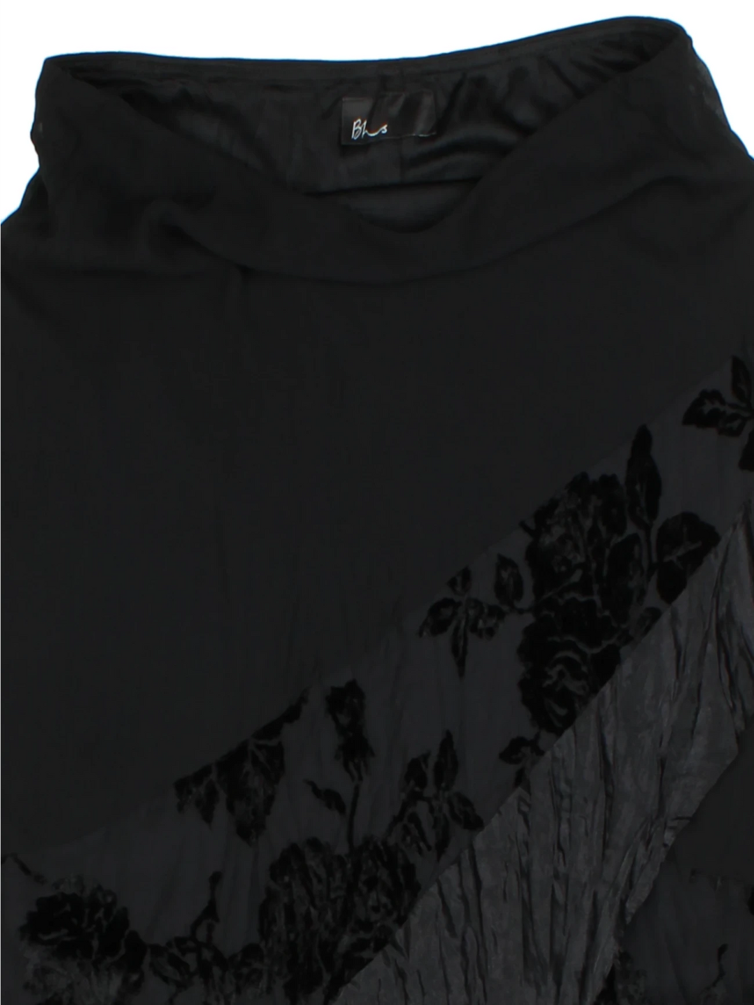 Y2K Black Floral Lace Midi Skirt (Size S)
