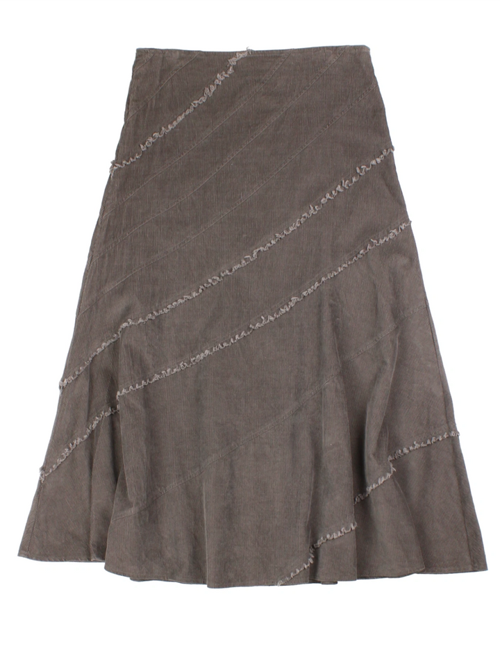 Y2K Brown Corduroy Midi Skirt (Size M)