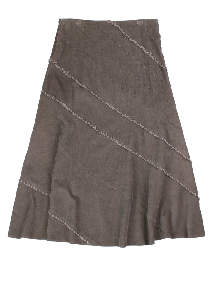 Y2K Brown Corduroy Midi Skirt (Size M)