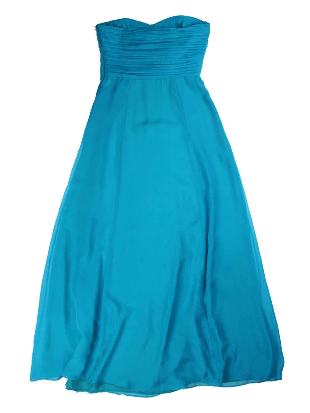 Y2K Blue Strapless Silk Maxi Dress (Size XS)