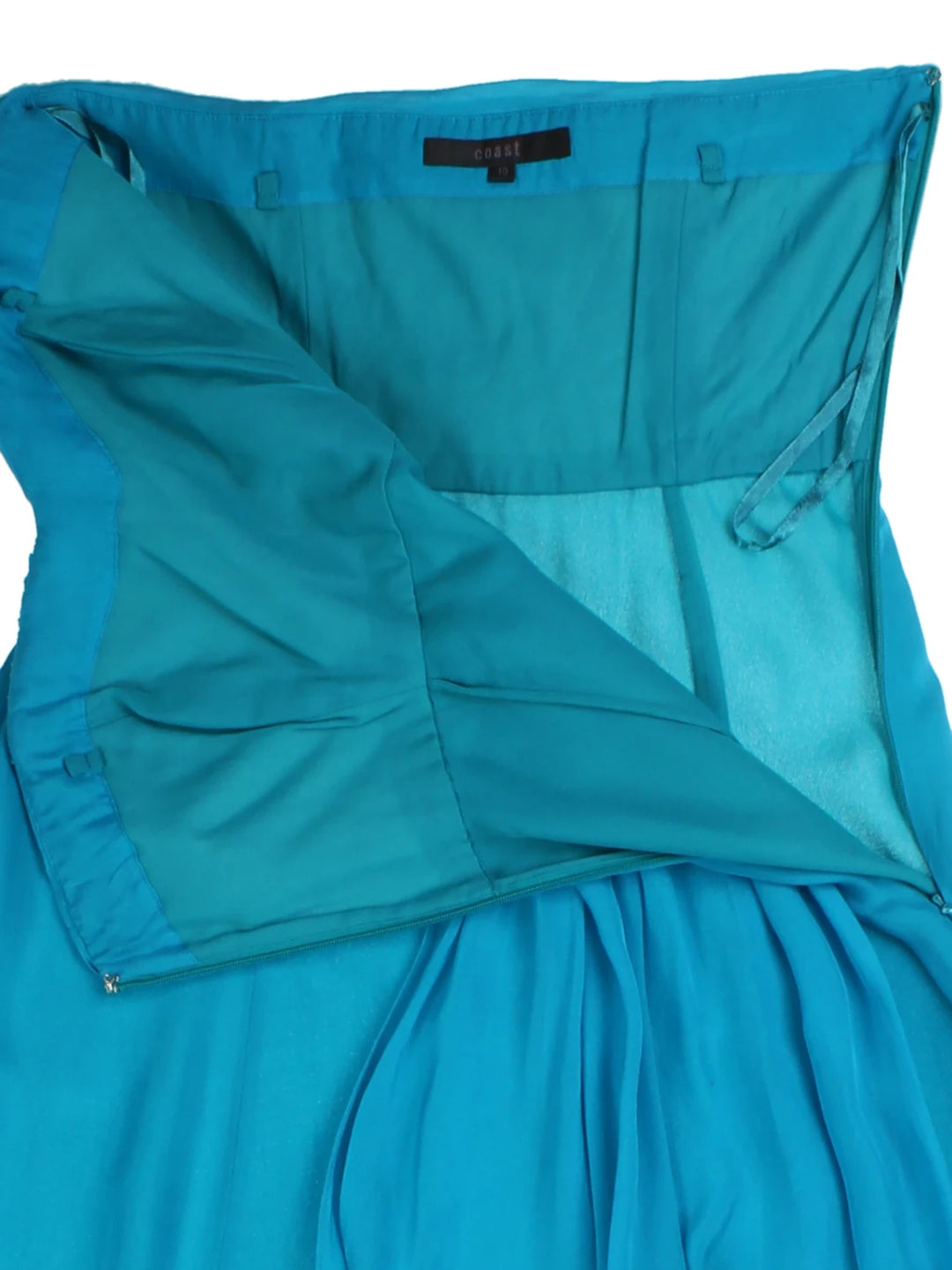 Y2K Blue Strapless Silk Maxi Dress (Size XS)