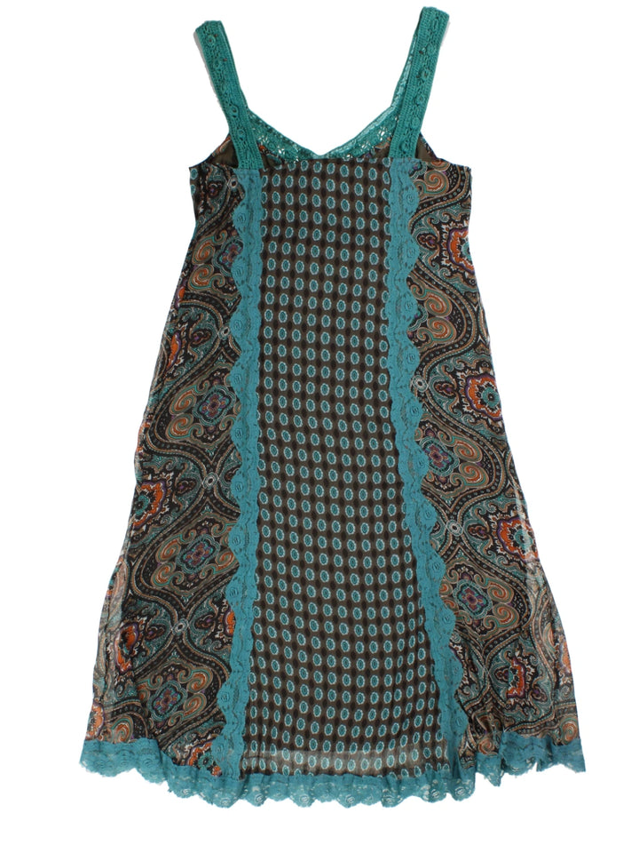Y2K Brown Paisley Midi Dress (Size S)