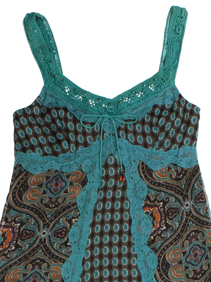 Y2K Brown Paisley Midi Dress (Size S)