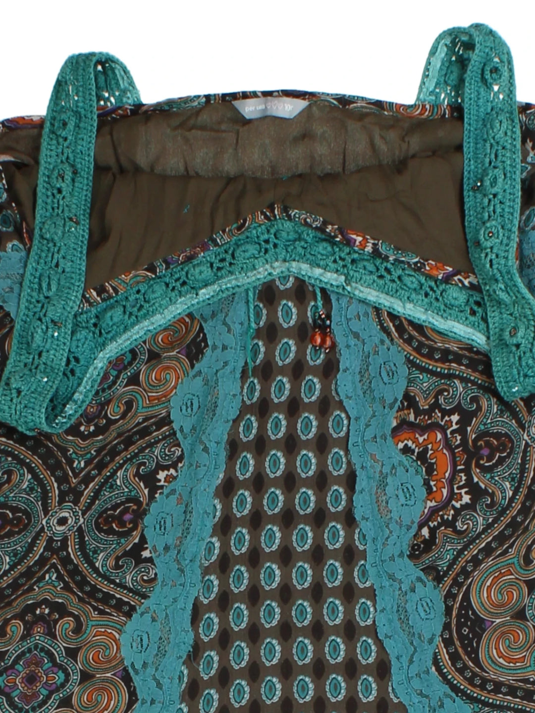 Y2K Brown Paisley Midi Dress (Size S)