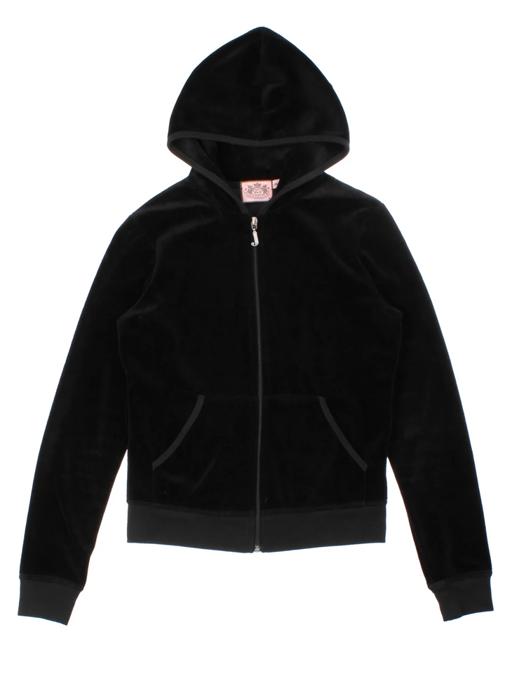 Juicy Couture Black Velour Hoodie (Size S)