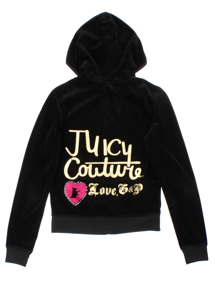 Juicy Couture Black Velour Hoodie (Size S)