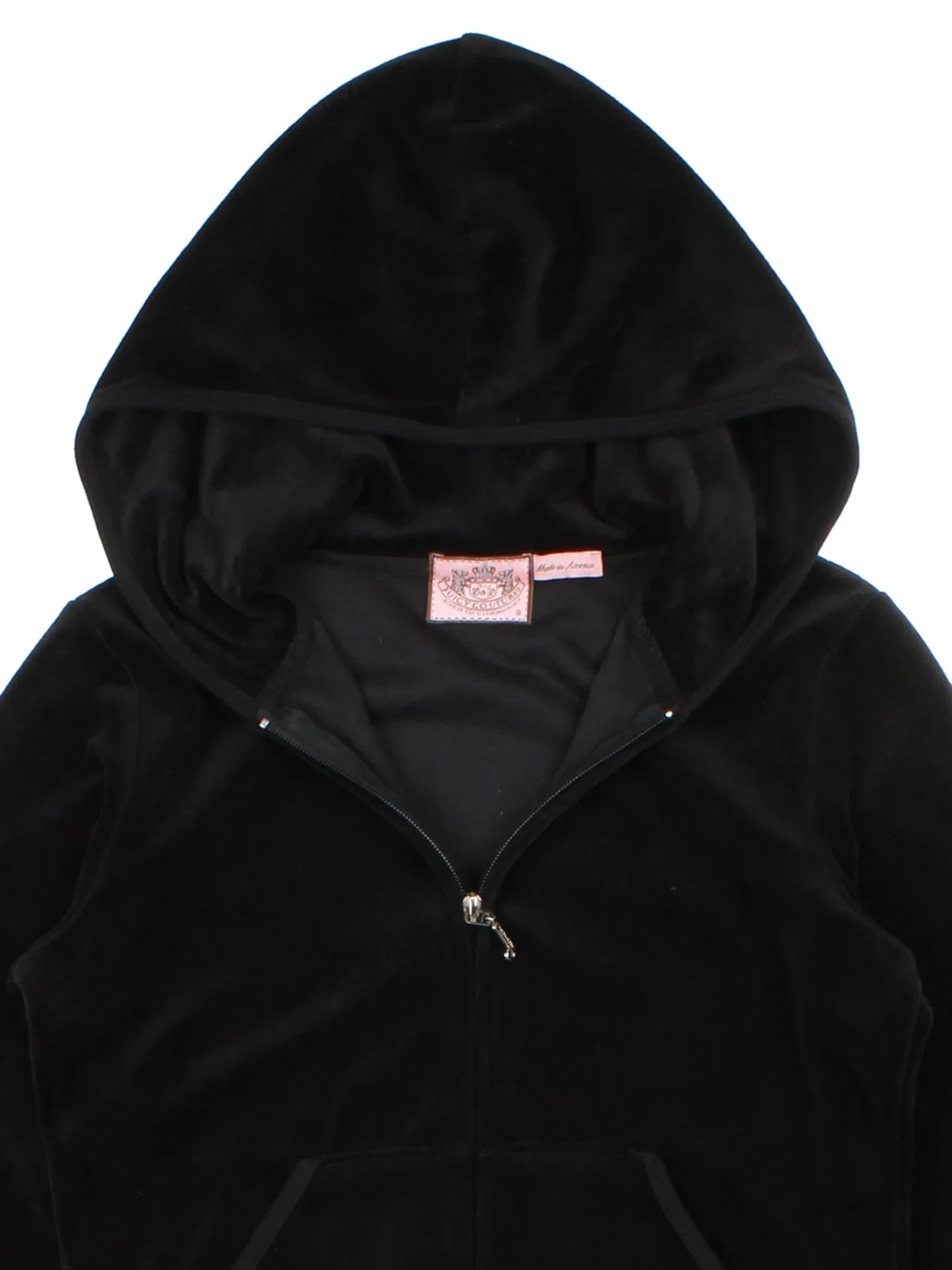 Y2K Juicy Couture Black Velour Hoodie (Size S)