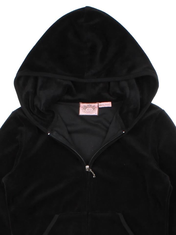 Y2K Juicy Couture Black Velour Hoodie (Size S)