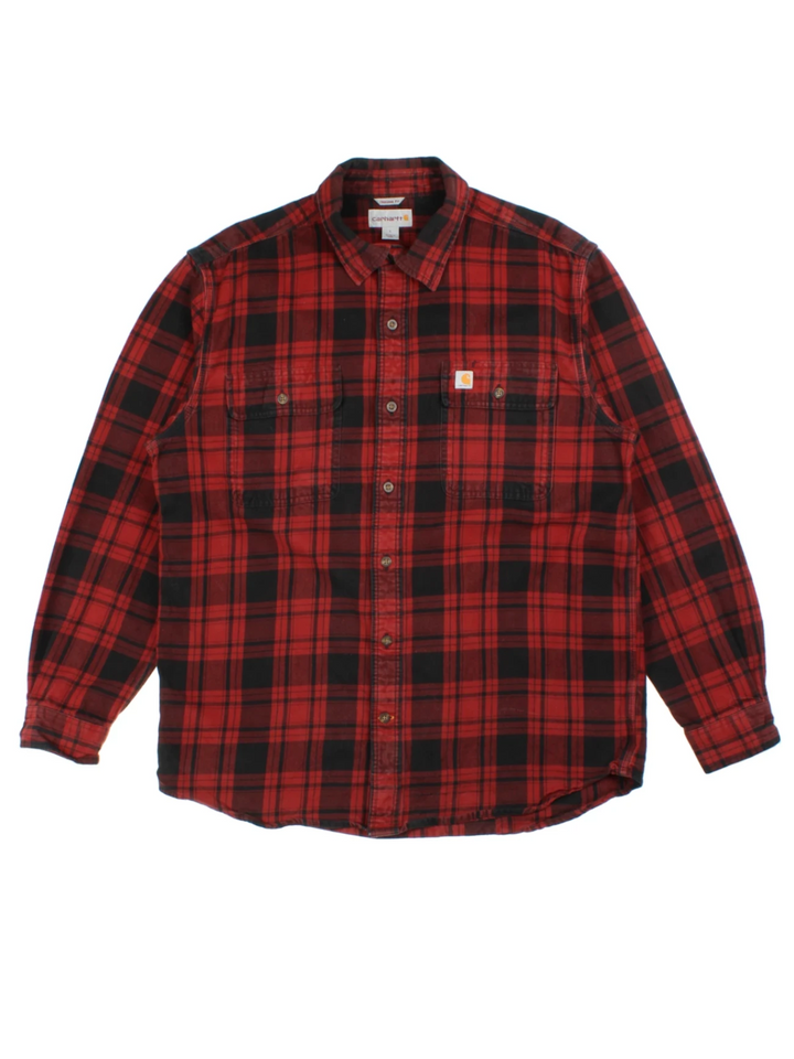 Carhartt Red Plaid Flannel Shirt (Size L)