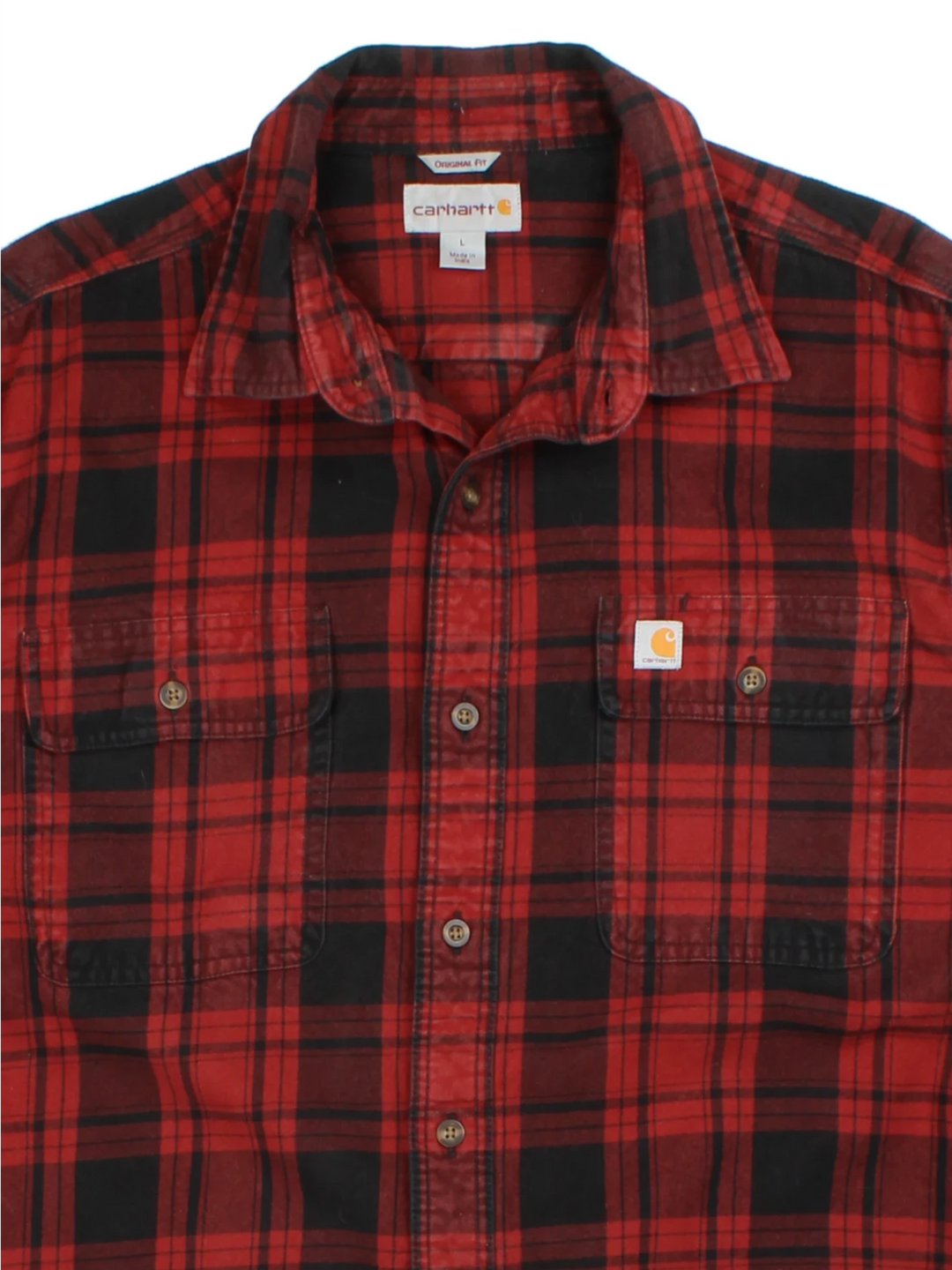 Carhartt Red Plaid Flannel Shirt (Size L)