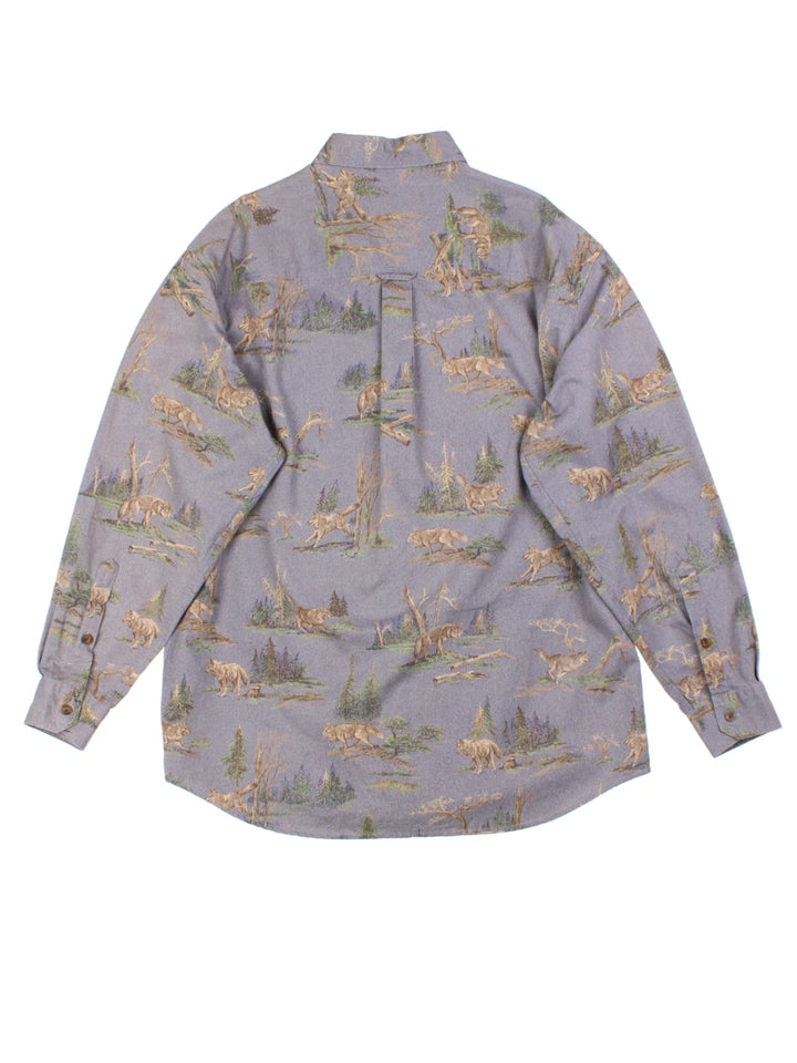 Woolrich Grey Wolf Print Shirt (Size L)