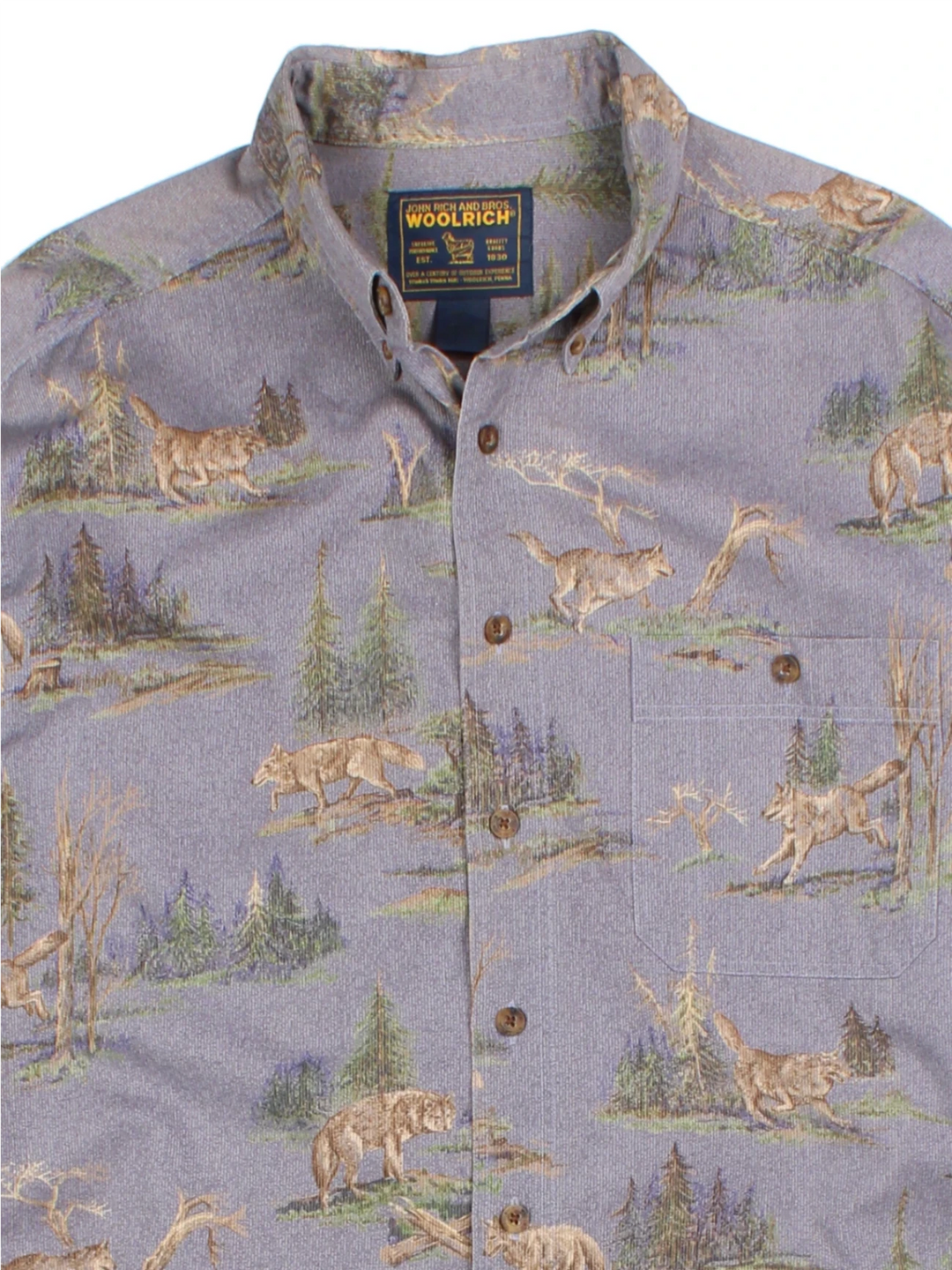 Woolrich Grey Wolf Print Shirt (Size L)