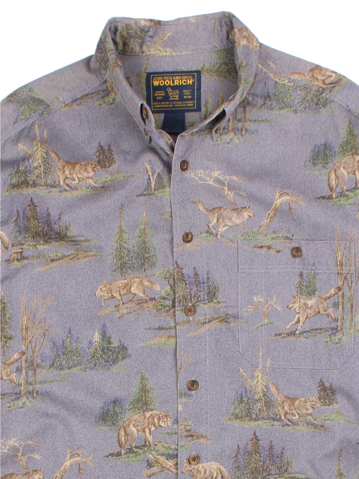 Woolrich Grey Wolf Print Shirt (Size L)